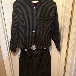 Black Pinstripe‎ Skirt Suit